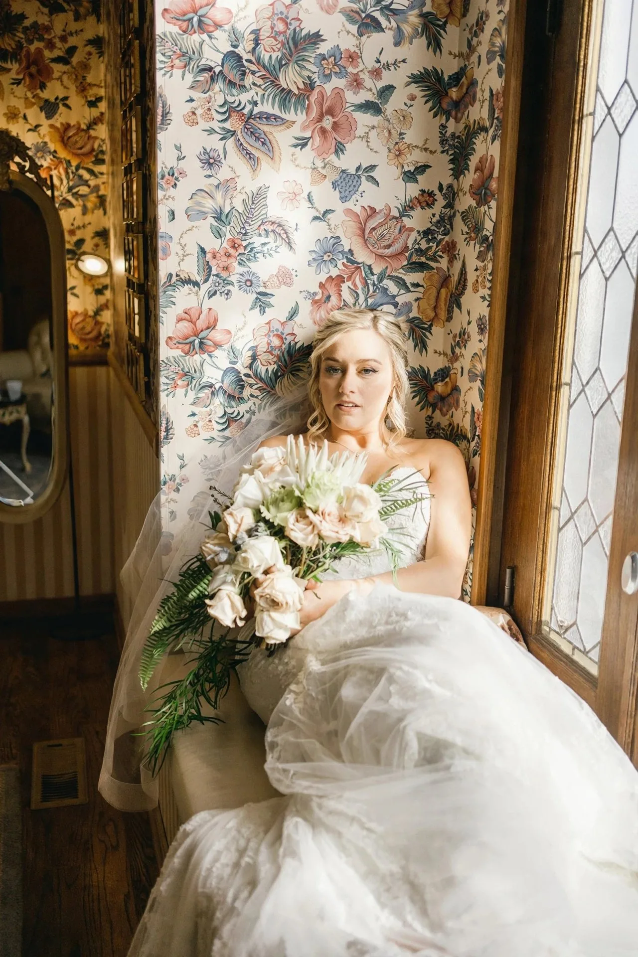 Bride framed in blooms